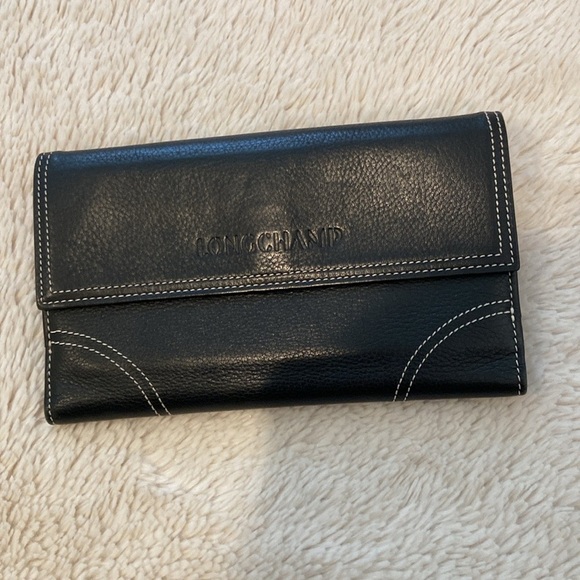 LONGCHAMP Vintage Black Leather Wallet - Picture 4 of 11
